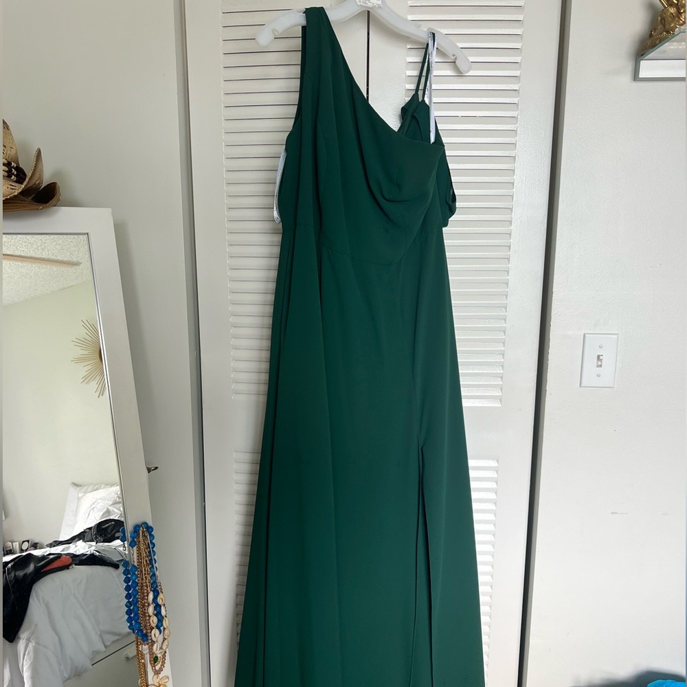 David’s Bridal - Chiffon One-Shoulder Cutout Dress - Juniper